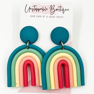 Teal Rainbow Earrings